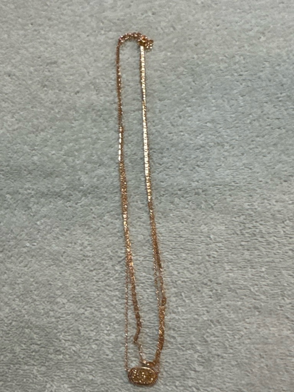 rose gold double-chain oval pendant necklace